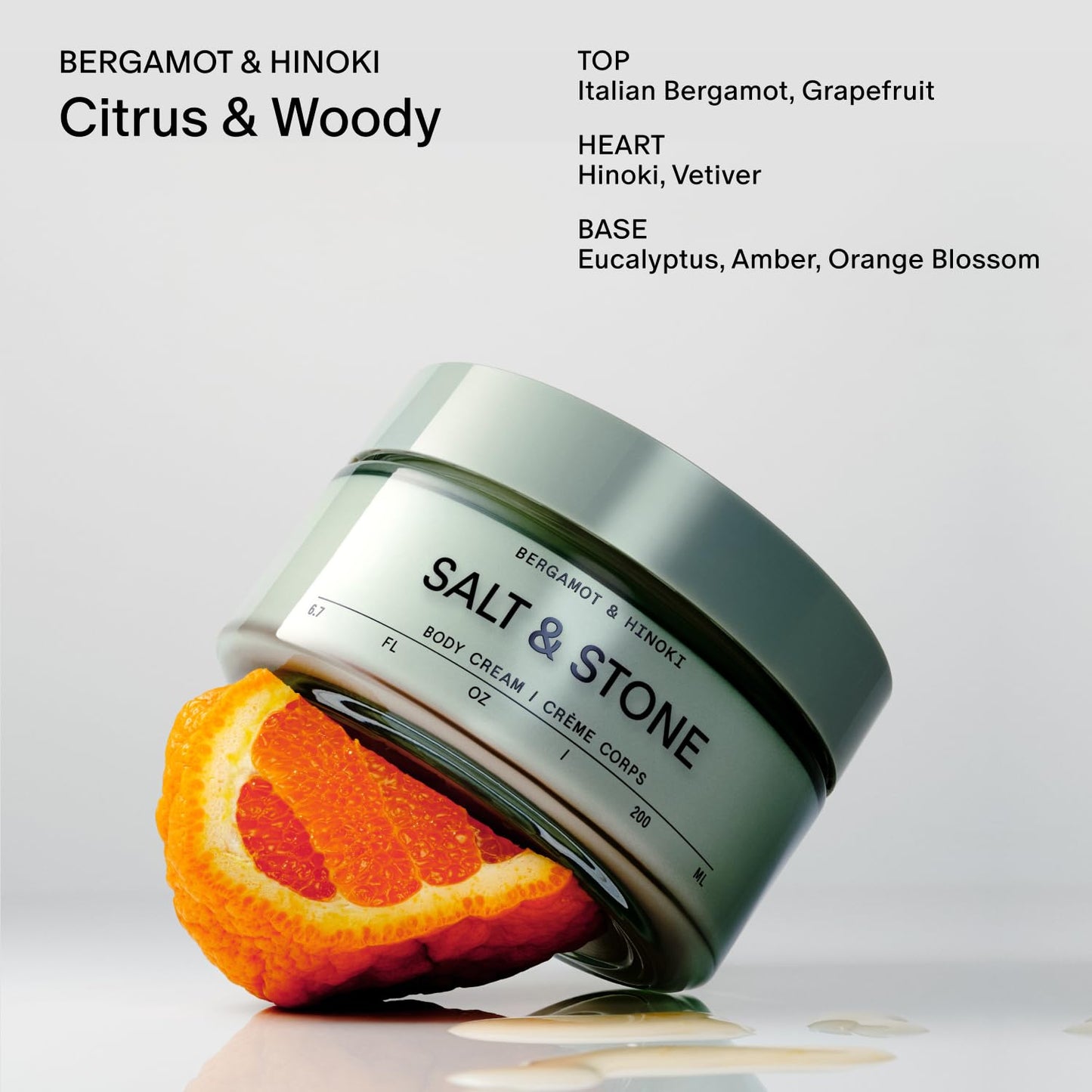 Salt & Stone Body Cream – Bergamot & Hinoki | Hydrating Formula with Seaweed Extracts, Spirulina & Squalane | Deep Hydration, Skin Barrier Repair & Healthy Glow | for all Skin Types (6.7 fl oz)-BrightBean Baby