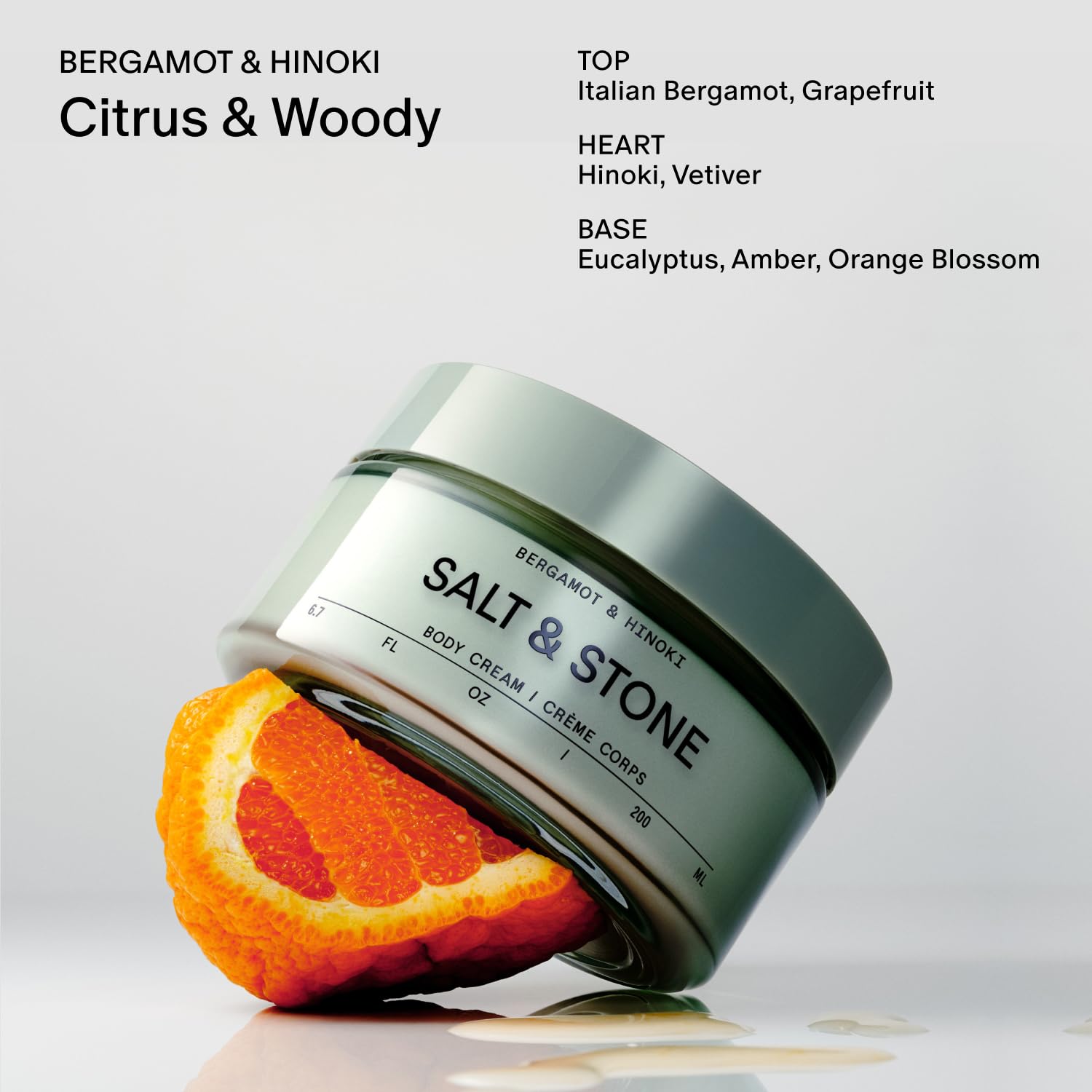 Salt & Stone Body Cream – Bergamot & Hinoki | Hydrating Formula with Seaweed Extracts, Spirulina & Squalane | Deep Hydration, Skin Barrier Repair & Healthy Glow | for all Skin Types (6.7 fl oz)-BrightBean Baby