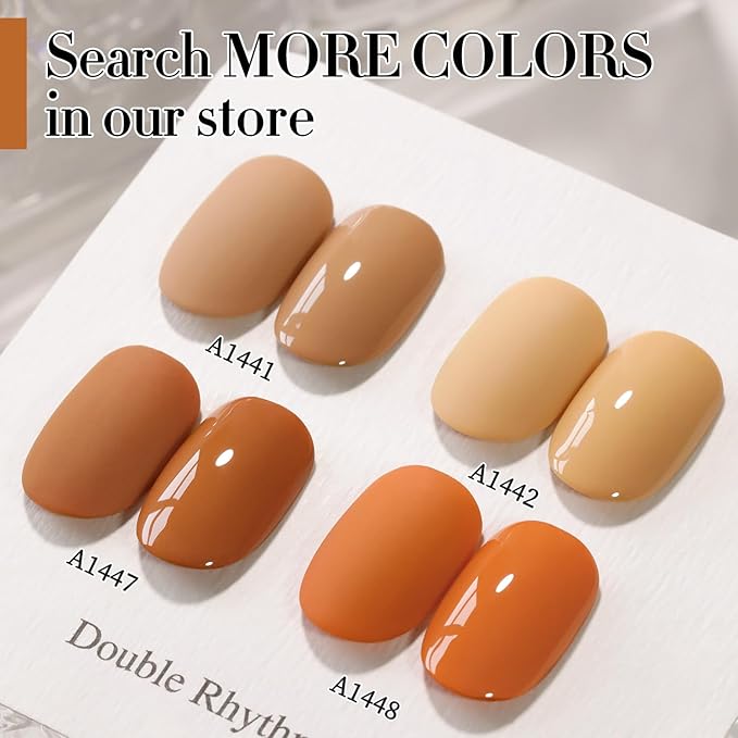 Double Rhythm Translucent Gel Polish Sheer Neutral Natural Light Milky Same Color Same Bottle 15ML Jelly UV Nail Polish Nail Art DIY at Home (Brown Orange-A1447)-BrightBean Baby
