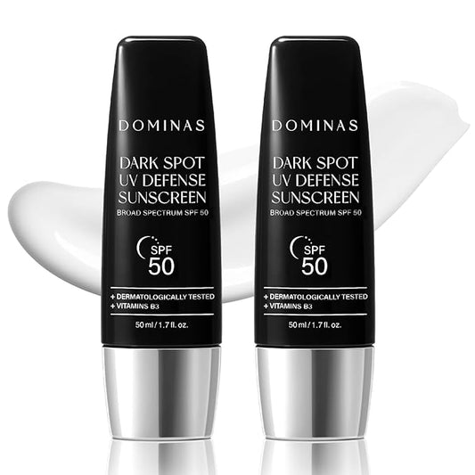 SPF 50 DOMINAS Sunscreen (Pack of 2, 1.7fl oz*2) - Korean Skin Care, UV Defense Sunblock, No White Cast, Non-Greasy, Hydrating, Lightweight Protection for Face & Body, Niacinamide, Sun Cream-BrightBean Baby