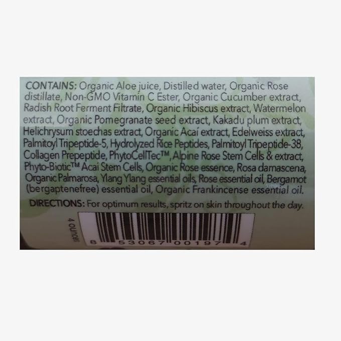 Organic & Vegan Rose Phyto³ Water Facial Spray - Moisturizing Face Mist & Setting Spray, Soothing, Hydrating Mist Rose Water For Face - Great for Facial Massaging (4 oz)-BrightBean Baby
