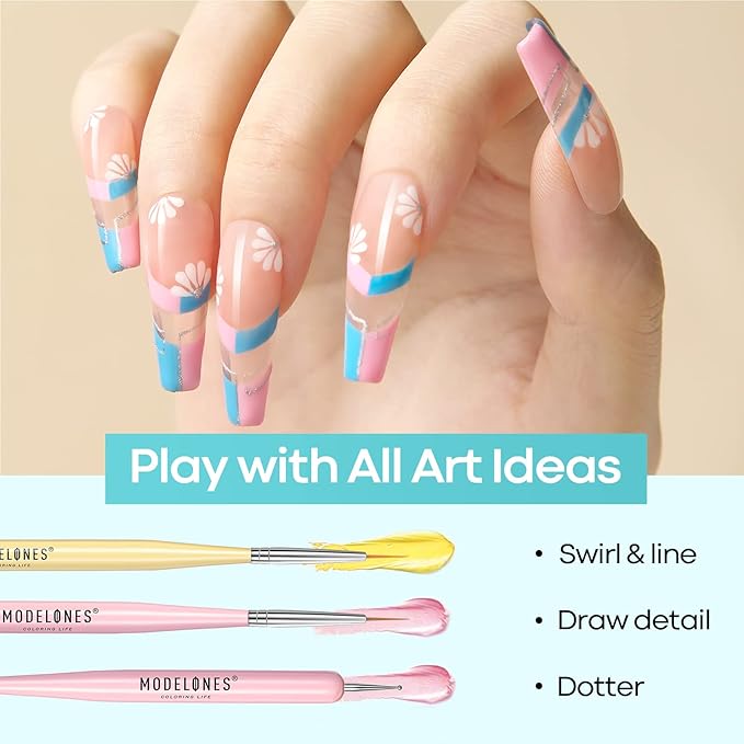 Modelones Nail Art Brushes Set, Nail Brush kit Gel Polish, Extension Gel, Liner, Carving, Apex Building, Dotting Pens Professional Tools for Drawing Painting 3D Design Salon & DIY Use-BrightBean Baby