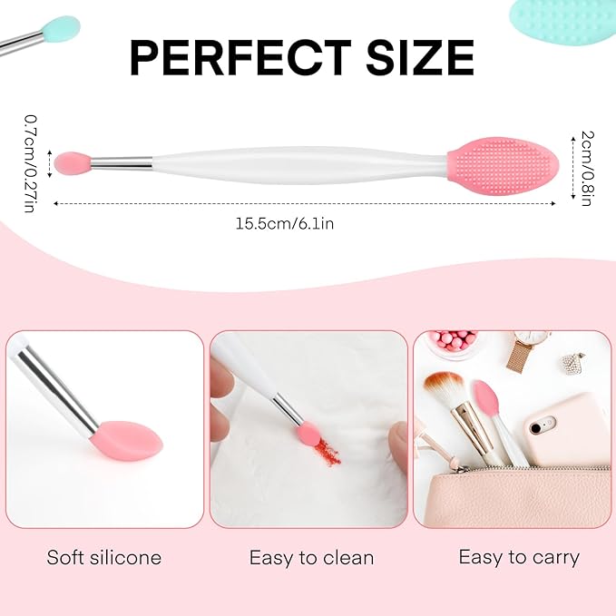 Unaone Lip Scrub Brush - 2 PCS Dual-ended Lip Scrubber Exfoliator and Silicone Lip Brush, 3-in-1 Silicone Lip Scrub Tool Lip Mask Applicator, Gentle Exfoliator & Applicator for Soft-BrightBean Baby