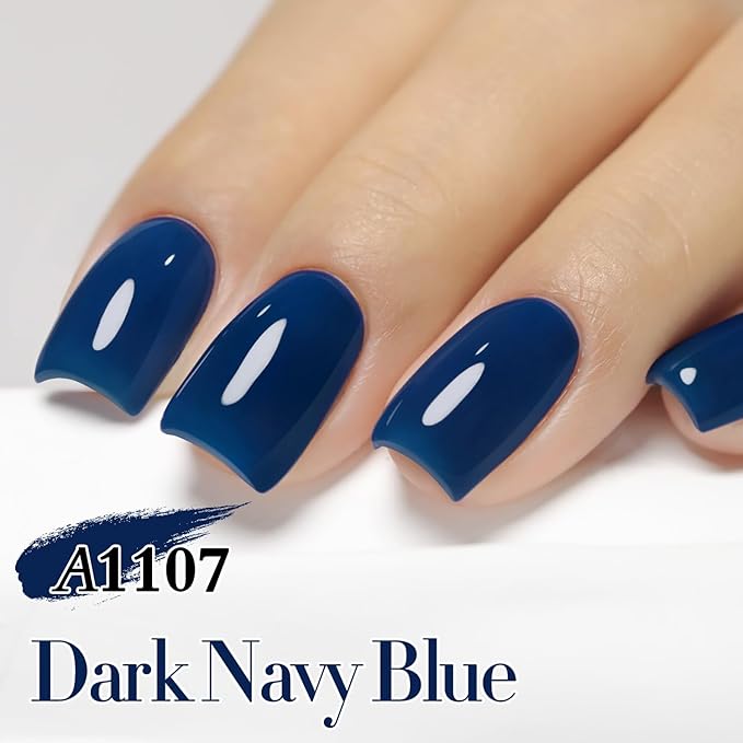 Double Rhythm 0.5Oz Navy Blue Gel Polish Sheer Neutral Natural Light Milky Same Color Same Bottle 15ML Jelly UV Nail Art DIY at Home (Navy Blue-A1107)-BrightBean Baby