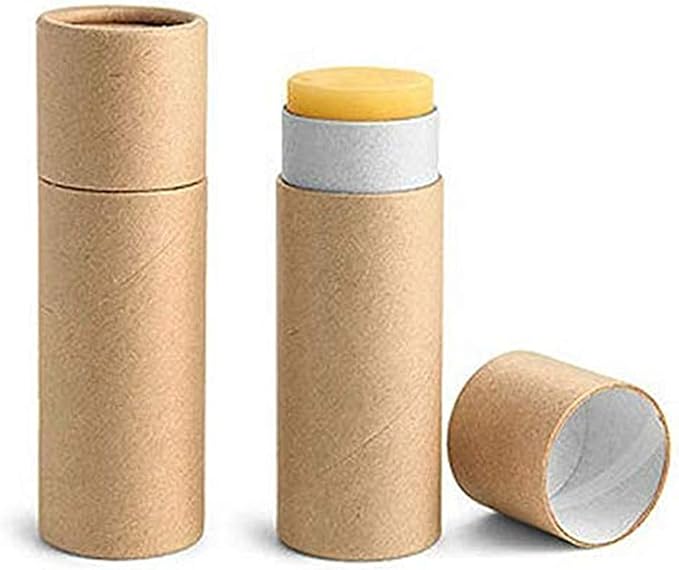 12 Pcs 0.3 Oz Paperboard Lip Balm Tubes 10ml Empty Cardboard Krafts Tubes Lipstick Tube Refillable Lip Gloss Container Solid Perfume Tubes Chapstick Container for DIY Cosmetic Samples Deodorant(Brown)-BrightBean Baby