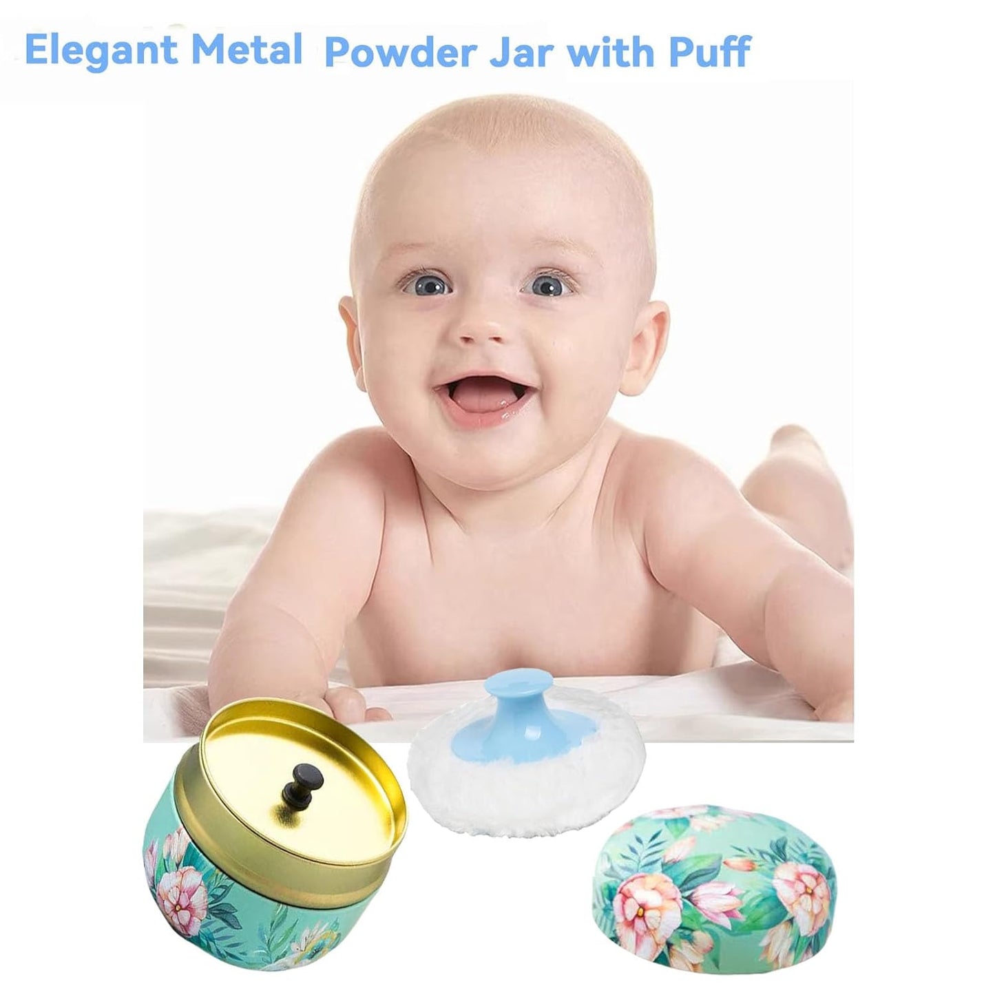 Body Powder Puff and Container, 3.35" Portable Dusting Powder Container with Soft Puff Loose Powder Case Box Jar with Lids for Baby Women Home and Travel Use-BrightBean Baby