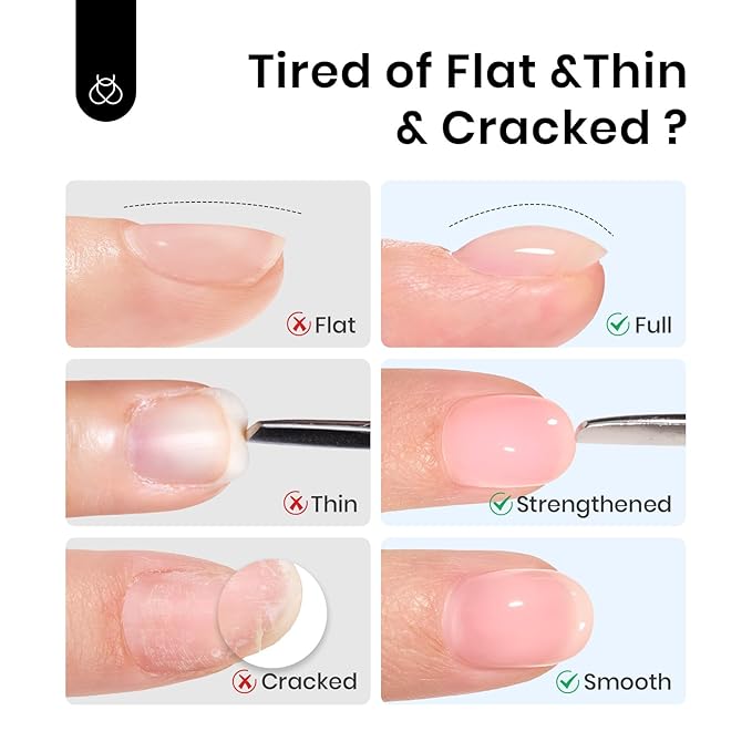 Beetles Builder Gel for Nails 0.51 OZ 8 in 1 Clear Nail Builder Strengthener Gel Enhancement Nail Gel Building Nail Apex for Beginners & DIY Salon Manicure-BrightBean Baby