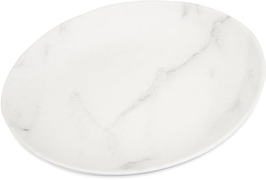 Carlisle FoodService Products Ridge Reusable Plastic Plate Dinner Plate for Home and Restaurant, Melamine, 10.5 Inches, Marble, (Pack of 12)
