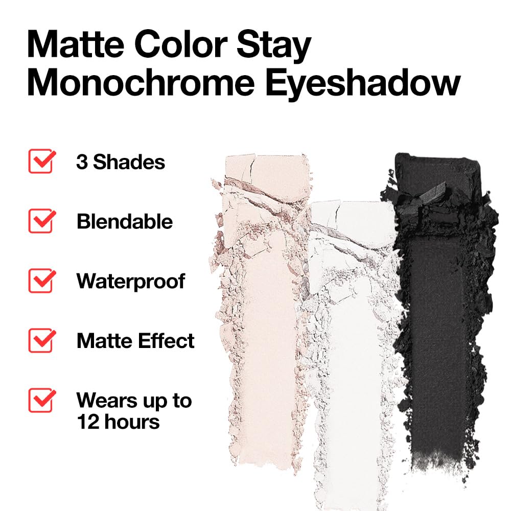 AMY'S DIARY White Black Pink Matte Eyeshadow Palette 3 pics set – Long-Lasting & Highly Pigmented, Vegan & Cruelty-Free-BrightBean Baby