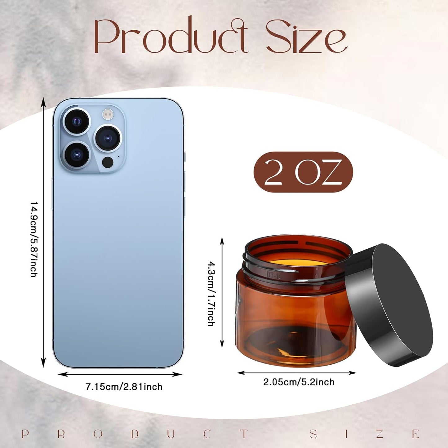 SATINIOR 100 Pcs Plastic Jars with Lids Small Containers Lids Wide Mouth Small Plastic Containers for Lotion Cream Rhinestones Body Butters Travel Storage(2 oz,Amber)-BrightBean Baby