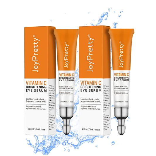 New JoyPretty Vitamin C Brightening Eye Serum,Eye cream,Anti Aging Serum with Vitamin C, Niacinamide and Hyaluronic Acid,Remove for Dark Circles Puffiness Under Eye Bags Fine Line Crow's Feet (2)-BrightBean Baby