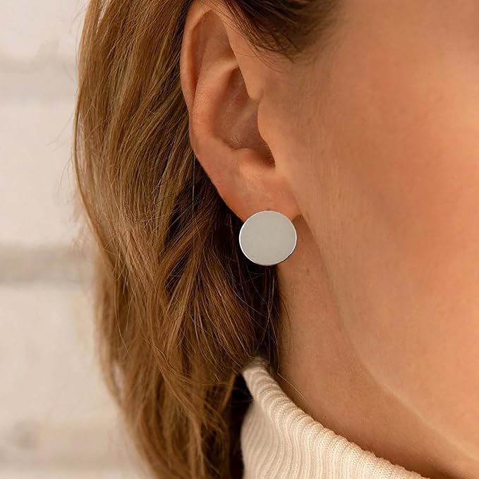 Boho Large Disc Coin Earrings Gold Coin Stud Earrings Geometric Circle Earrings Minimalist Round Circle Disc Earrings Jewelry for Women and Girls-BrightBean Baby