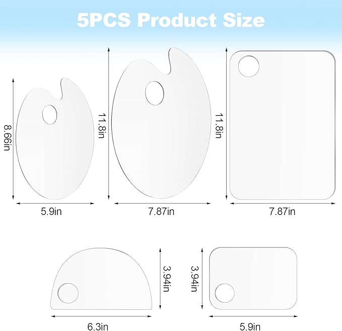 5PCS Acrylic Paint Palette Clear Paint Pallet,Transparent Non-Stick Oil Paint Palette with Protective Kraft for Craft DIY Art Painting Palette- Adults & Kids-BrightBean Baby