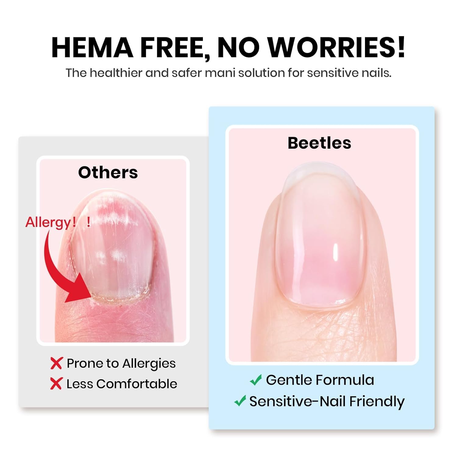 Beetles 2Pcs 15ml HEMA-Free Nail Glue Gel for Acrylic Nail Tips & Clear Press On Nails, Super Strong U V Nail Glue for Nail Extensions, DIY Long Lasting Nail Gel Kit-BrightBean Baby