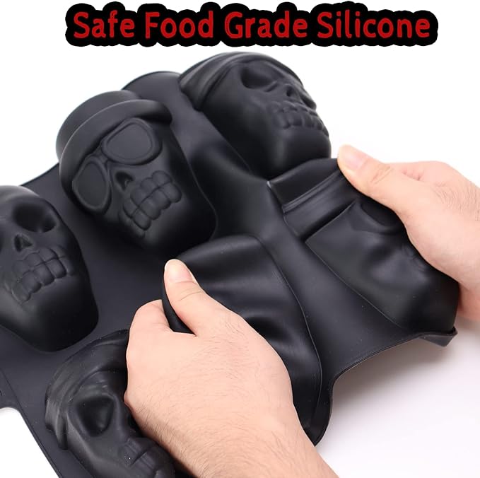 FreeNFond Halloween Baking Skull Cake Pan Molds, Silicone Pirate Cakelet Tin