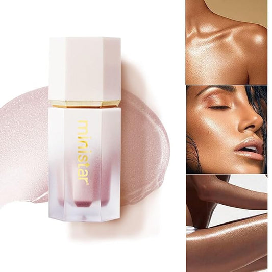 Liquid Highlighter Makeup, Long Lasting Liquid Luminizer for Glowing Skin Waterproof Smooth Glitter Highlight Face Illuminator Cream Contour Stick Body Shimmer Liquid Bronzer(#01 MOONLIGHT)-BrightBean Baby