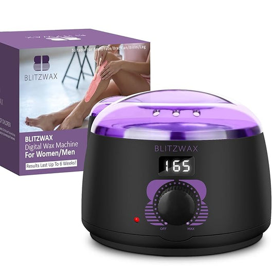 BLITZWAX Brazilian and Bikini Wax Pot for Women, Hard Waxing Warmer for Face, Legs and Body, At Home Hair Removal Machine, Beginner Friendly, Digital Fast Heating, 16oz Capacity-BrightBean Baby