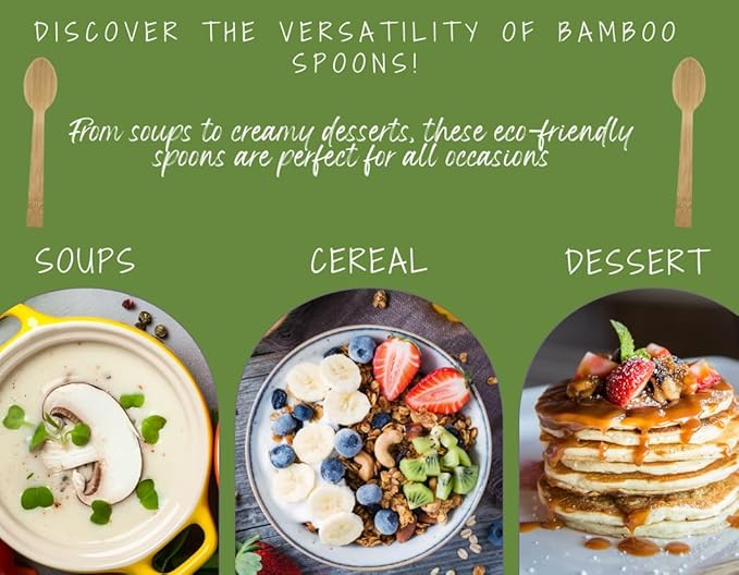 Bamboo Disposable & Compostable Spoons | Biodegradable | 6.7" Eco-Friendly Utensils | 100 Pack (Spoons)