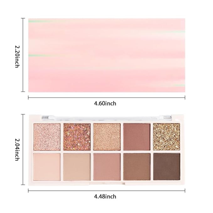Ten Color Matte Shimmer Eyeshadow Makeup Palette,Orange Smoky Red Dark Golden & Nude Brown Pink Dark Brown 10 Color Series Powder Eye Shadow,Daily Makeup Eyeshadow,Easy to Carry,Vegan&Cruelty-Free 02#-BrightBean Baby