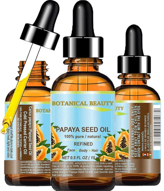 PAPAYA SEED OIL. 100% Pure / Natural / Undiluted /Refined Cold Pressed Carrier Oil. 0.5 Fl.oz.- 15 ml. For Skin, Hair And Lip Care.-BrightBean Baby