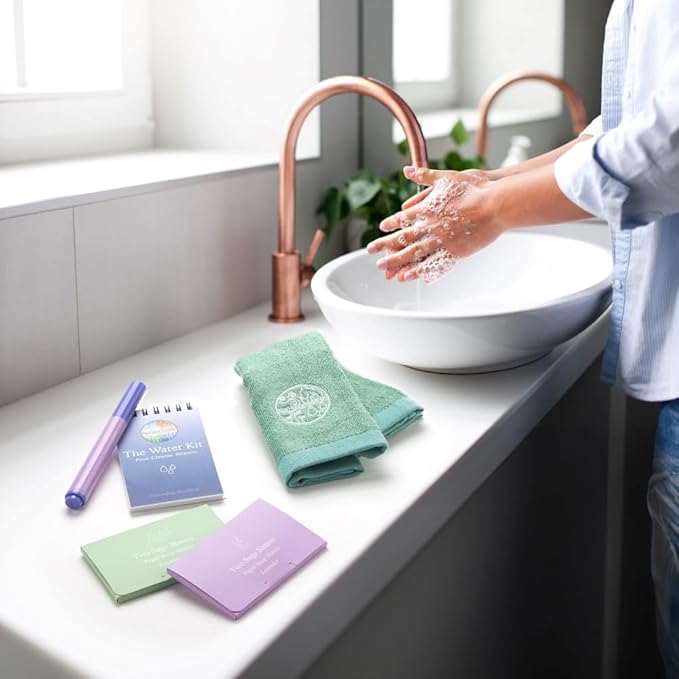 The Water Kit by Two Sage Sisters - Self Care Kit with Soap Sheets, Notebook, Marker, and Washcloth, Bath Shower Sets for Meditation and Relaxation, Mini Spa Kit Self Care Box for Women and Men-BrightBean Baby