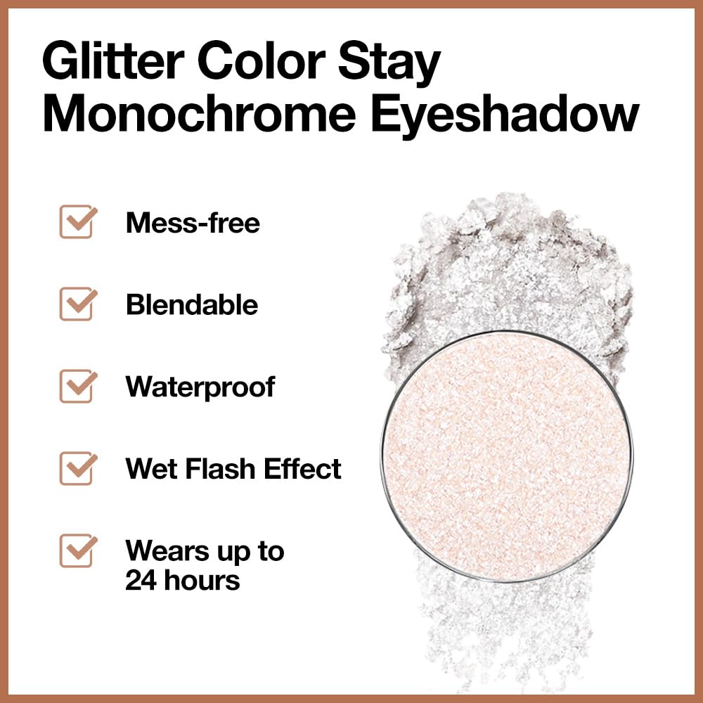 Beige White Monochrome Shimmer Eyeshadow Palette Makeup,Long Lasting Naturing-Looking Lightweight Glitter Single Eyeshadow,Neutral Powde Eye Shadow for Older Women-BrightBean Baby