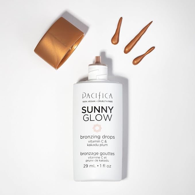 Pacifica Sunny Glow Liquid Face Bronzer Drops - Face Makeup Bronzing For Face & Cheeks for Instant Sun-Kissed Glow - Vitamin C & Glycolic Acid Infused Liquid Bronzer Illuminating Highlighting Clean-BrightBean Baby