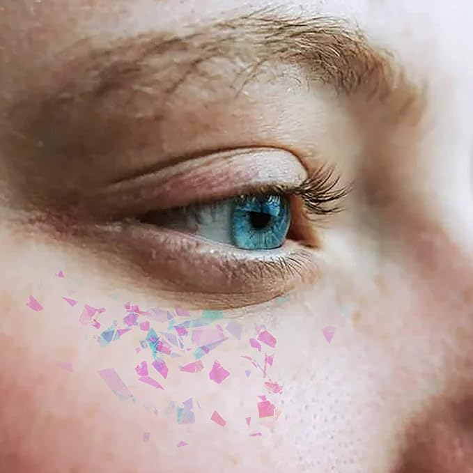 Allstarry 12 Colors Mermaid Nail Chunky Glitter Ultra-Thin Fluorescent Glass Paper Irregular Iridescent Sequin Flakes Glitters Sticker for Nails Art Decoration Hair Eyes Face Body DIY Craft-BrightBean Baby