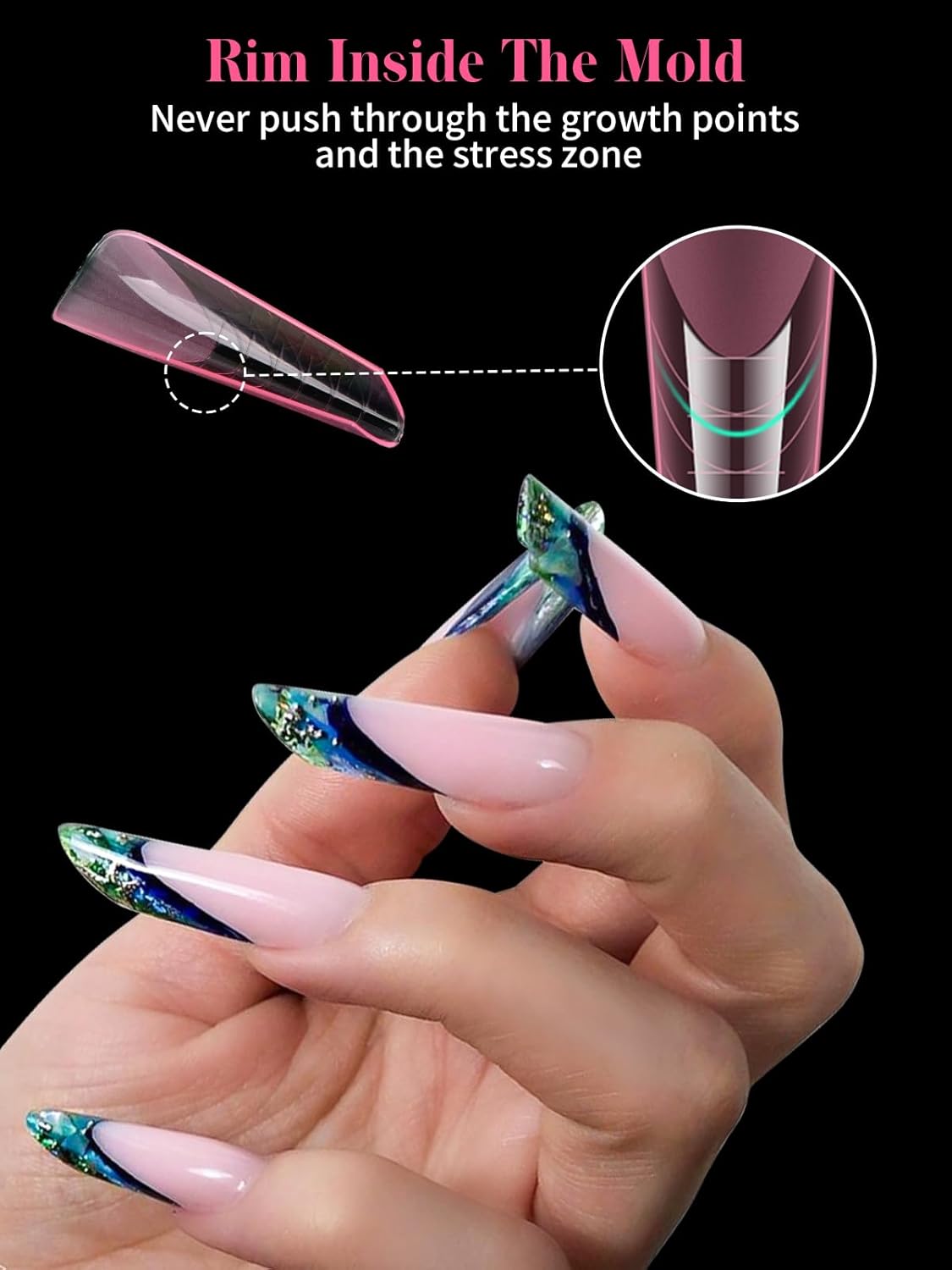 EBANKU Dual Nail Forms for Poly Extension Gel, 120 PCS Pink Nail Molds Reusable Nail Extension Forms for Builder Gel Manicure Design Salon DIY 12 Sizes-BrightBean Baby