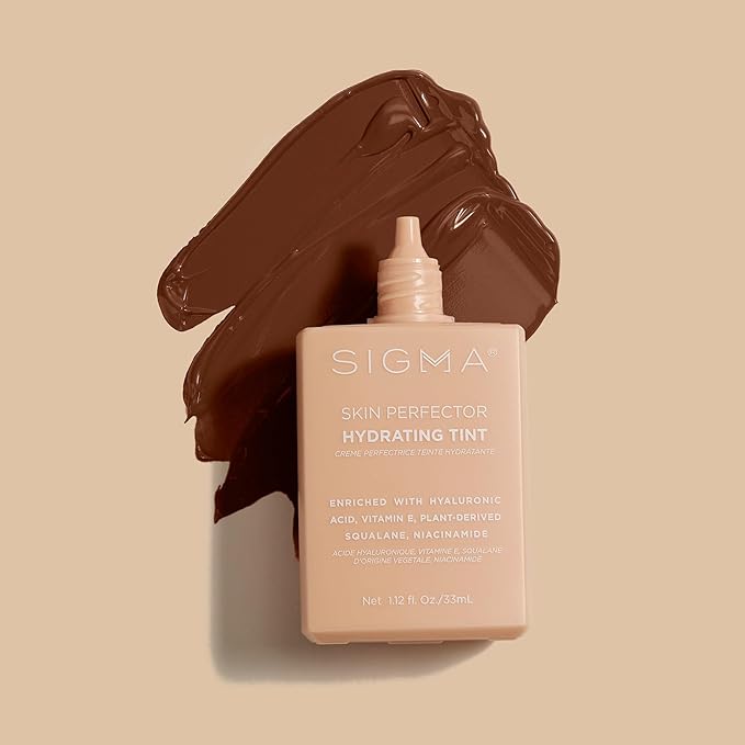 Sigma Beauty Skin Perfector – Hydrating Skin Tint Foundation for Lightweight, Buildable Coverage, With Hyaluronic Acid, Niacinamide Serum, and More (6 Dark Rich Tint, 1.12oz)-BrightBean Baby