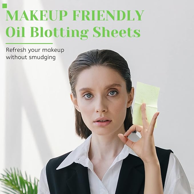 Oil Blotting Sheets for Face - Green Tea,26% Larger,6pk/600 Natural Blotting Paper for Oily Skin,Makeup Friendly Oil Absorbing Sheets,Easy To Grab One-BrightBean Baby