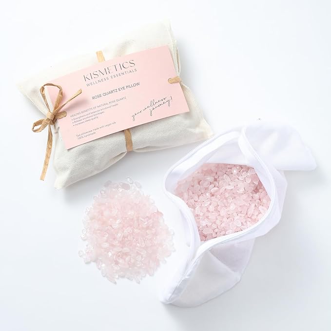 Natural Rose Quartz Weighted Eye Pillow for Relaxation, Sleeping, Yoga, SPA and Travelling, Cooling Eye Pillow, Reusable and Good Relaxation Gift for Women(Rose Quartz)-BrightBean Baby
