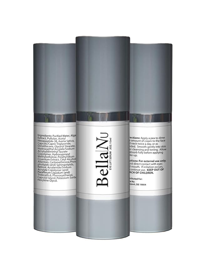 Bella Nu- Eye Lift Serum- Ultimate Potency- Premium Anti-Aging Solution- Promotes Reduction of Fine Lines and Wrinkles- Brightens Eyes and Evens Complexion-BrightBean Baby