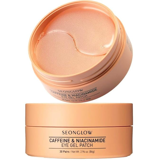 Caffeine Under Eye Patches: 30 Pairs Korean Hydrogel Eye Masks for Dark Circles Puffiness Relief with Niacinamide Hyaluronic Acid - Undereye Brightening Hydrating Anti-Wrinkle Treatment-BrightBean Baby