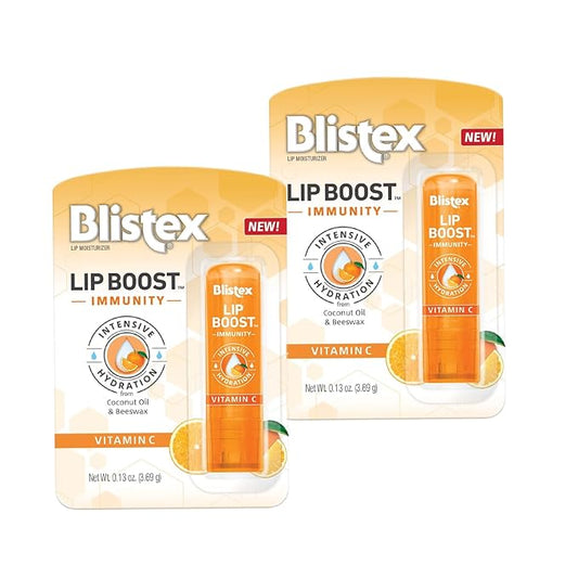 Blistex Lip Boost Immunity, Lip Balm, Intensive Hydration, Vitamin C, Coconut Oil & Beeswax, Moisturizer (Pack of 2)-BrightBean Baby