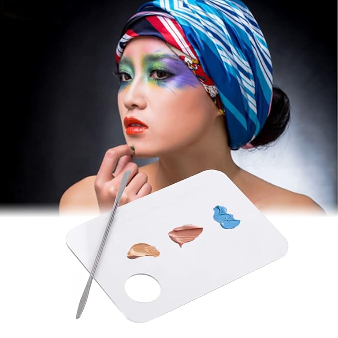 Acrylic Cosmetic Makeup Palette, 2 Pack Makeup Mixing Palette, Foundation Palette with Spatula Tool for Nail Art Eye Shadow Eyelash Makeup Professional Pigment Blending-BrightBean Baby
