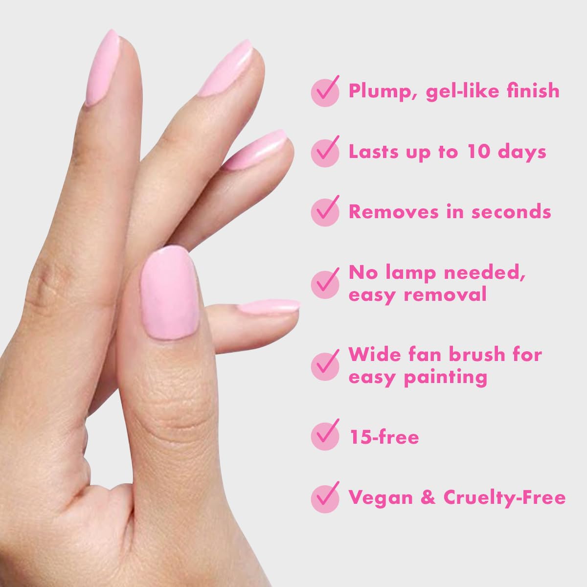 Olive & June Long Lasting Nail Polish | Plump, Gel-Like Finish No Lamp Needed | Lasts up to 10 days | Salon-Quality Color at Home | 15-Free, Vegan & Cruelty-Free Chip-Resistant Shine | SE Bubbly Pink-BrightBean Baby