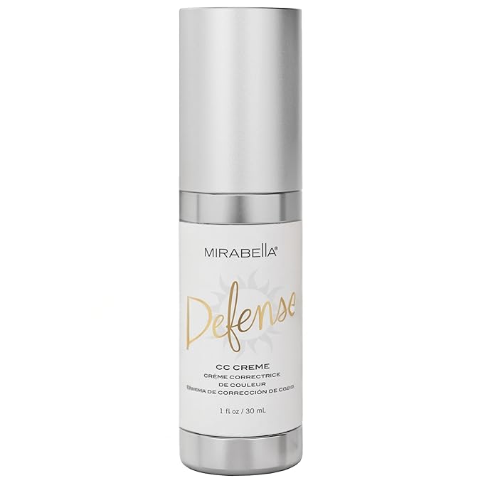 Mirabella Defense CC Creme Full Coverage Foundation with SPF 20, CC Cream Foundation with Sunscreen & Hyaluronic Acid, Oil Control with Salicylic Acid - Light-BrightBean Baby