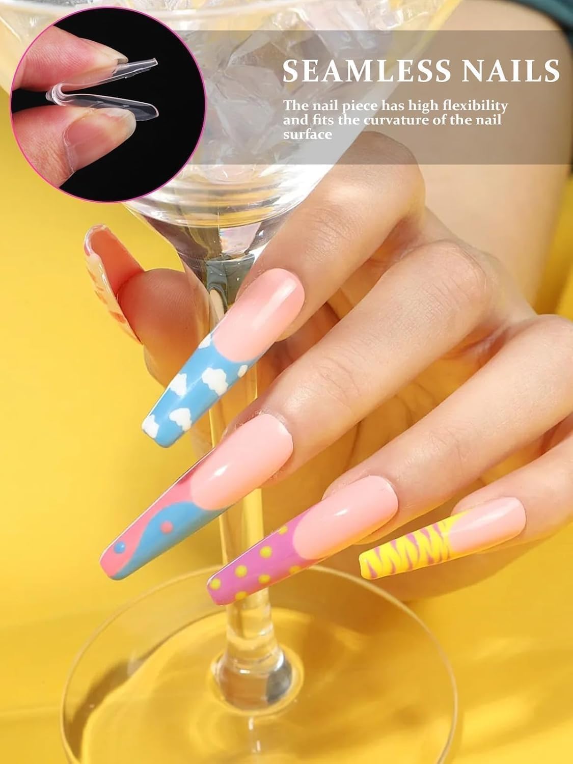 EBANKU Poly Gel Nail Forms Coffin Long, 120 Pcs Dual Forms for Polygel, Structure Builder Gel Nail Molds Acrylic Nail Kit for Nail Extension Art Design Salon & DIY -12 Sizes-BrightBean Baby