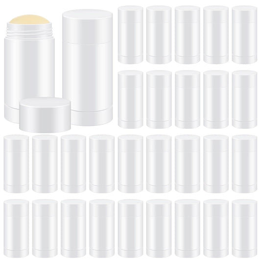 30 Pcs Empty Deodorant Containers Twist up Filling Stick Plastic Deodorant Container Refillable Bottles Bottomfill Round Lip Balm Tubes for Homemade DIY Lipstick Crayon(75 ml,White)-BrightBean Baby