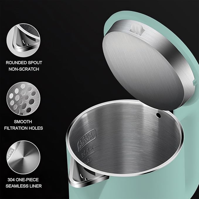 0.8L Small Electric Kettles for Boiling Water, Stainless Steel Mini Travel Kettle, 1000W Fast Boil Teapot, Boil-Dry Protection & Auto Shut-Off, Perfect For Traveling Cooking, Coffee, Tea, Eggs(Green)