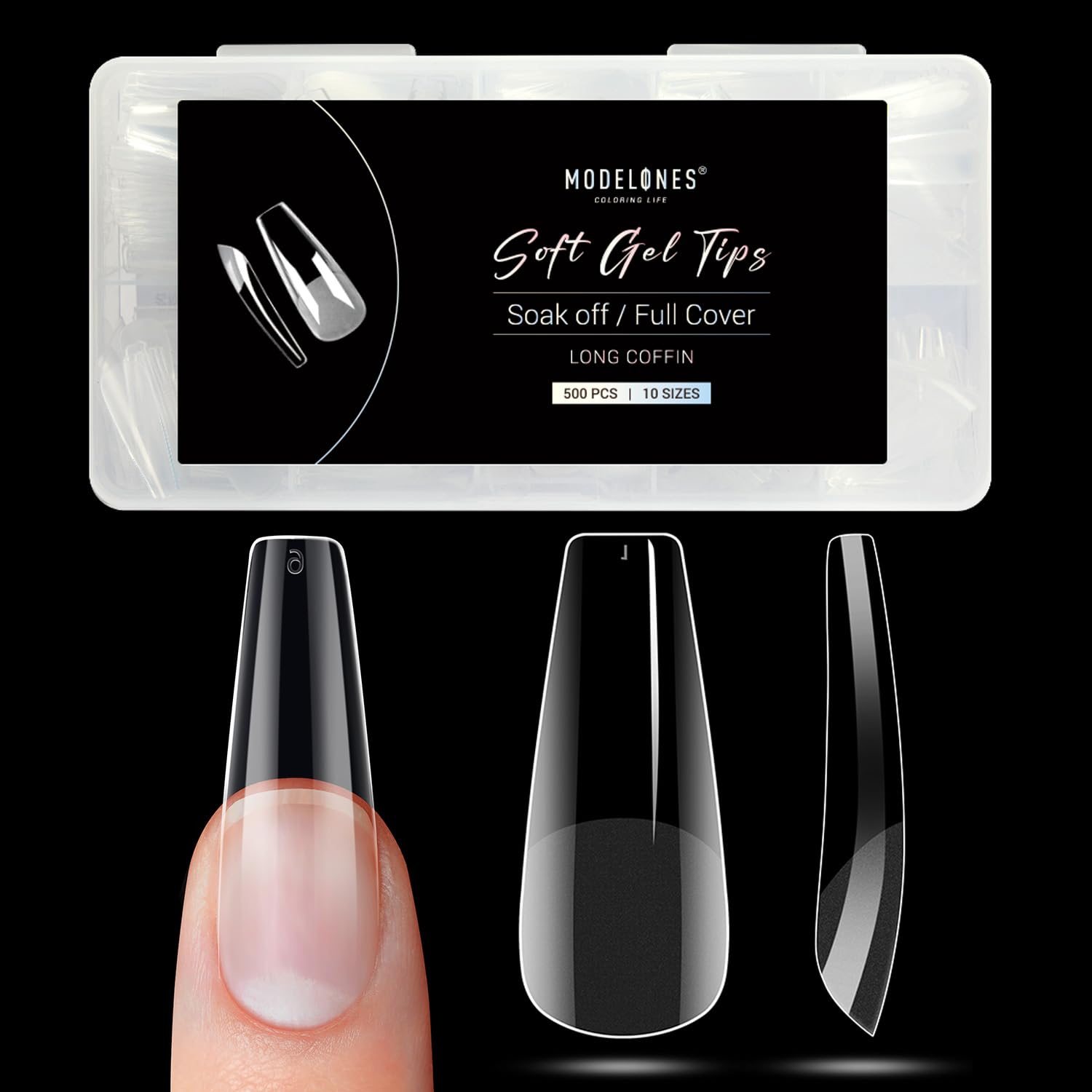 Modelones Long Coffin Nail Tips - 500Pcs Pre-shaped Half Matte Full Cover Fake Nails Gel Tips Acrylic Press on Manicure Extension DIY 10 Sizes-BrightBean Baby