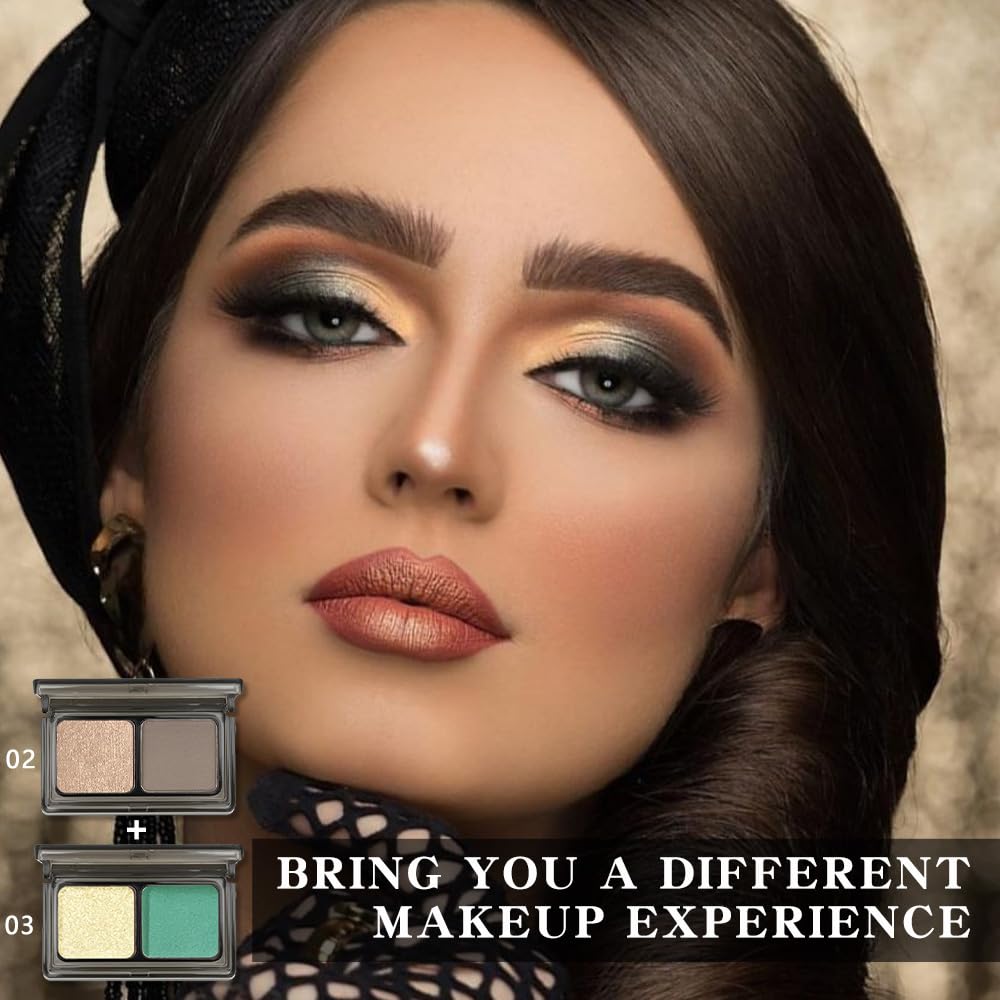 AMY'S DIARY 2 Color Shimmer Matte Eyeshadow Palette 4 pcs set – Shimmer matte Shades eye shadow for Eye Makeup, Long-Lasting & Highly Pigmented, Vegan & Cruelty-Free for woman (01+02+03+04)-BrightBean Baby