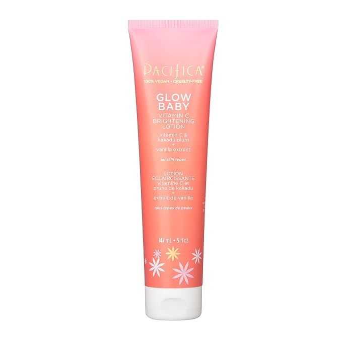 Pacifica Glow Baby Body Lotion & AHA Scrub Set – Brightening Vitamin C Body Lotion (5 oz) + AHA Exfoliating Body Scrub, 2-Step Radiance Duo for Smooth Glowing Skin, Vegan-BrightBean Baby