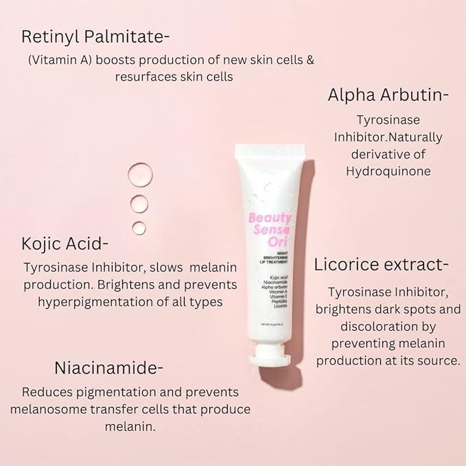 Potent brightening Lip Balm for dark lips & smokers lips, kojic acid, alpha arbutin, niacinamide, licorice, vitamin A, Carefully formulated for lips.-BrightBean Baby