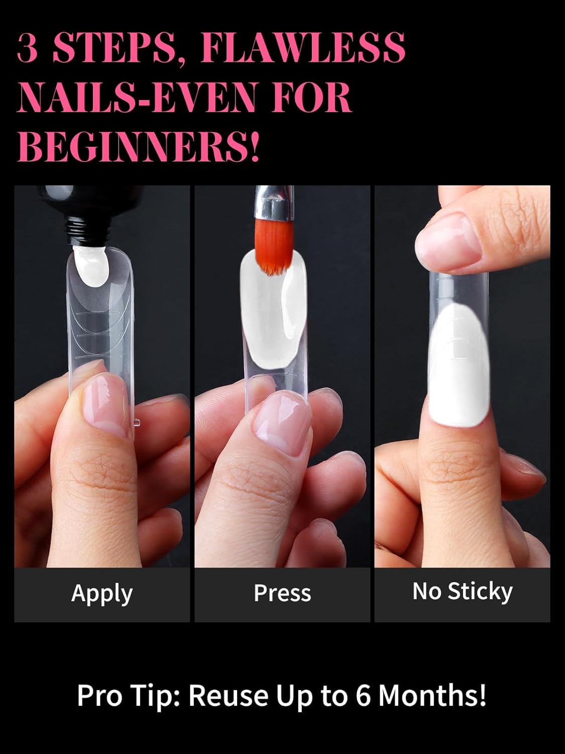 EBANKU Dual Nail Forms for Poly Extension Gel, 150 PCS Pink Nail Molds Reusable 15 Sizes Nail Extension Forms for Builder Gel Manicure Design Salon DIY-BrightBean Baby