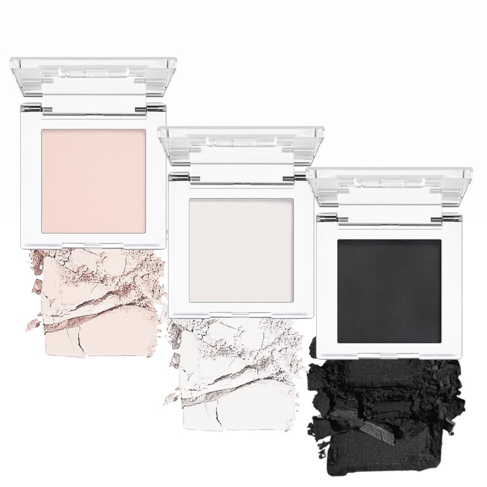 AMY'S DIARY White Black Pink Matte Eyeshadow Palette 3 pics set – Long-Lasting & Highly Pigmented, Vegan & Cruelty-Free-BrightBean Baby