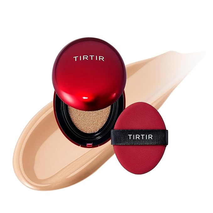 [*Mini Size*] TIRTIR Mask Fit Red Cushion Foundation | Full coverage, Weightless, Skin fit, Satin Glow Finish, Korean Makeup BB Foundation, beauty, Tattoo cover up, Buildable (#25N Mocha, 0.15 Fl Oz)-BrightBean Baby