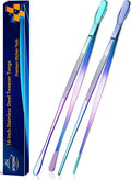 JETKONG 2 Pcs 16-Inch Stainless Steel Fine Tongs Extra Long Chopstick Tongs Long Kitchen Forceps for Cooking (Rainbow)