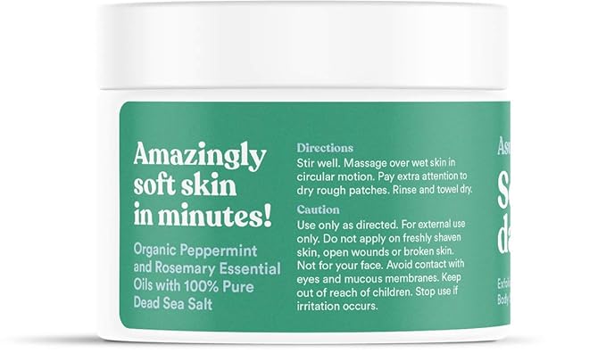 ASUTRA Dead Sea Salt Essential Oil Body Scrub Exfoliator (Purifying Peppermint), 16 oz - Ultra Hydrating, Gentle, & Moisturizing - Coconut, Peppermint, and Rosemary Oils-BrightBean Baby